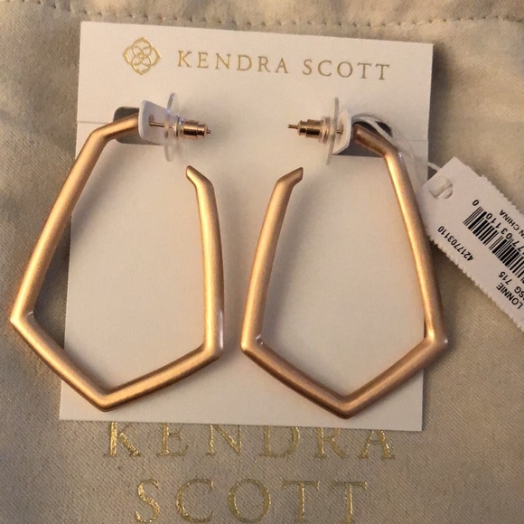 Kendra Scott Lonnie 14k Rose Gold Plated Elongated Hoop Earrings NWT & Dust Bag - Picture 3 of 11